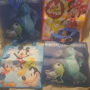 SET OF 4 ECO-FRIENDLY DISNEY BAGS-13X13X3: Minnie& Mickey& 2 Monsters University